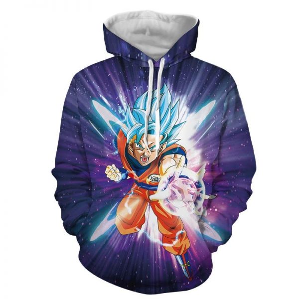 Dragon Ball Z Electrifying Goku Blue Hair God Form Hoodiemin - DBZ Shop